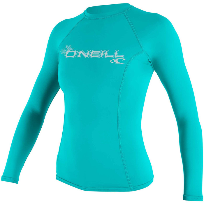 2024 O'Neill Womens Basic Skins Long Sleeve Crew Rash Vest 3549 - Light Aqua