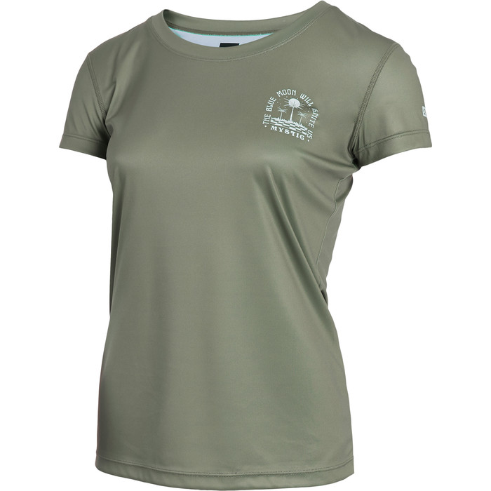 2022 Mystic Womens Ignite Short Sleeve Loose Quick Dry T-Shirt 35001220288 - Olive Green