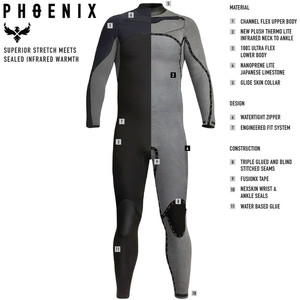2023 Xcel Mens Phoenix 4/3mm Chest Zip Wetsuit XW21MN43GBX0 - Black / Graphite