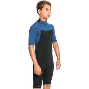 2022 Quiksilver Junior Boys Everyday Sessions 2mm Back Zip Shorty Wetsuit EQBW503018 - Black / Insignia