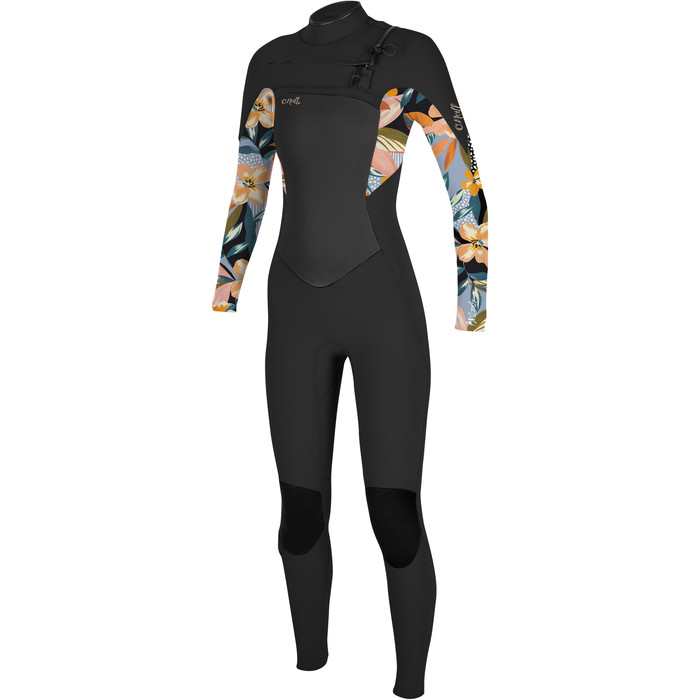 2024 O'Neill Womens Epic 3/2mm Chest Zip GBS Wetsuit 5355 - Black / Demiflor