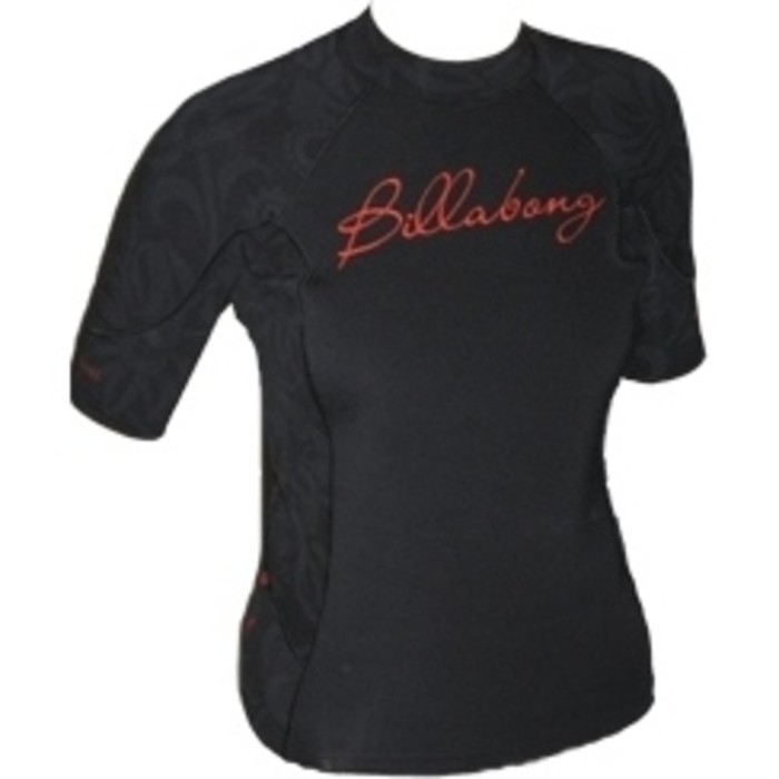 Billabong Womens Short Sleeve 1mm Neo Top in Black / Red V4EQ06