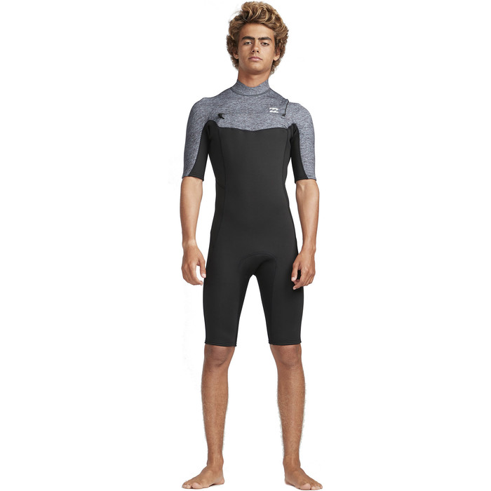 2019 Billabong Mens 2mm Absolute GBS Chest Zip Shorty Wetsuit Grey Heather N42M20