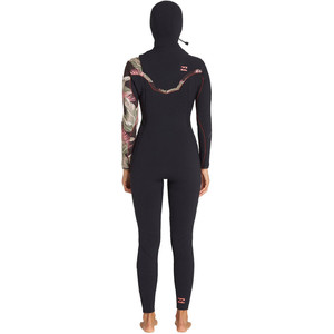 2019 Billabong Womens Furnace Carbon 5/4mm Hooded Chest Zip Wetsuit Black Palm Q45G06