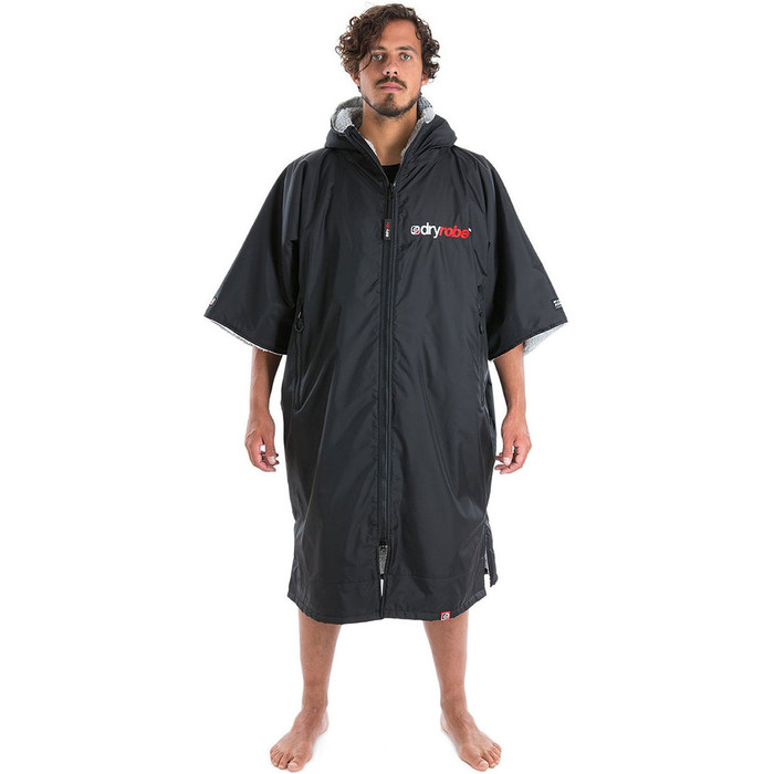 2024 Dryrobe Advance Short Sleeve Premium Outdoor Changing Robe / Poncho DR100 - Black / Grey