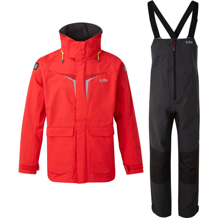 2021 Gill OS3 Mens Coastal Jacket & Trousers Combi Set - Bright Red / Graphite