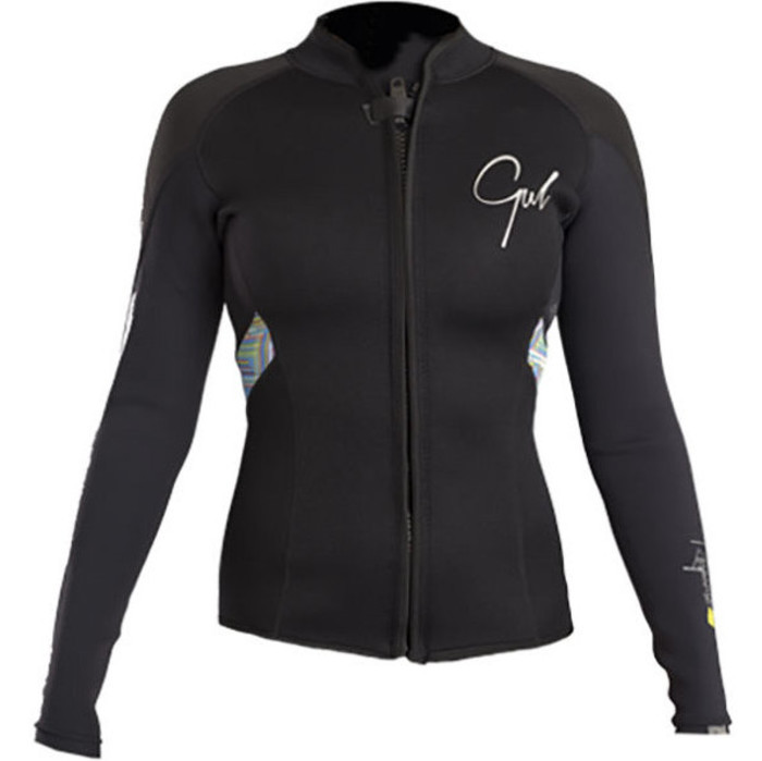 2019 Gul Response Womens 3mm Bolero Wetsuit Jacket Black / Lines RE6305-B4