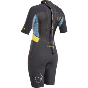 2019 Gul Womens Response 3/2mm Back Zip Shorty Wetsuit Graphite / Teal RE3318-B4
