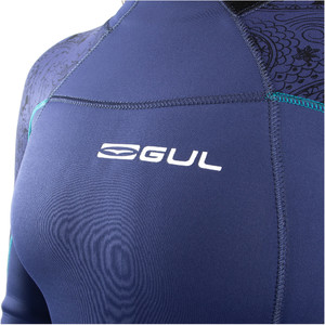 2023 Gul Womens Response 4/3mm GBS Back Zip Wetsuit RE1248-C1 - Blue / Paisley
