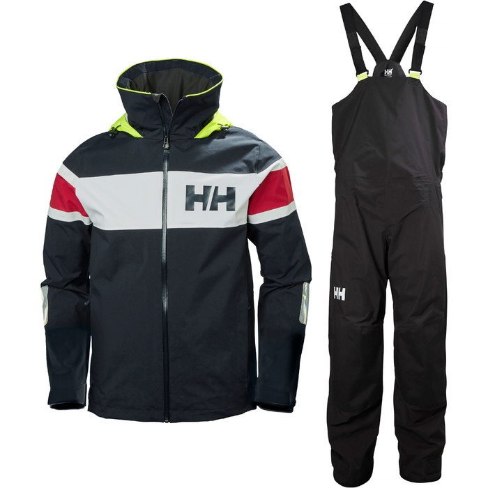 2020 Helly Hansen Mens Salt Flag Sailing Jacket & Trouser Combi Set - Classic Navy / Ebony