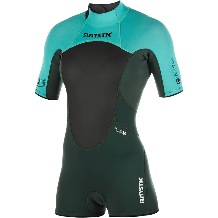 2019 Mystic Womens Brand 3/2mm Back Zip Shorty Wetsuit Teal 180071