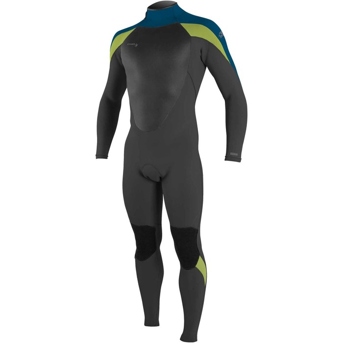 2021 O'Neill Mens Epic 3/2mm Back Zip GBS Wetsuit 4211B - Black / Ultra Blue / Day Glo