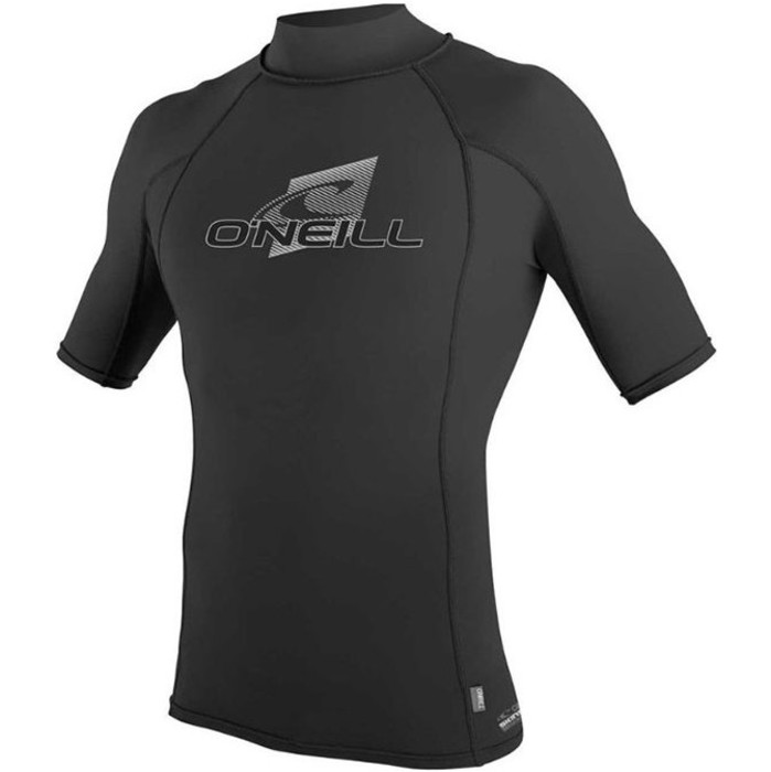 2022 O'Neill Mens Premium Skins Short Sleeve Turtle Neck Rash Vest 4517 - Black