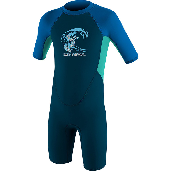 2024 O'Neill Toddler Reactor 2mm Back Zip Shorty Wetsuit 4867 - Slate / Aqua / Ocean