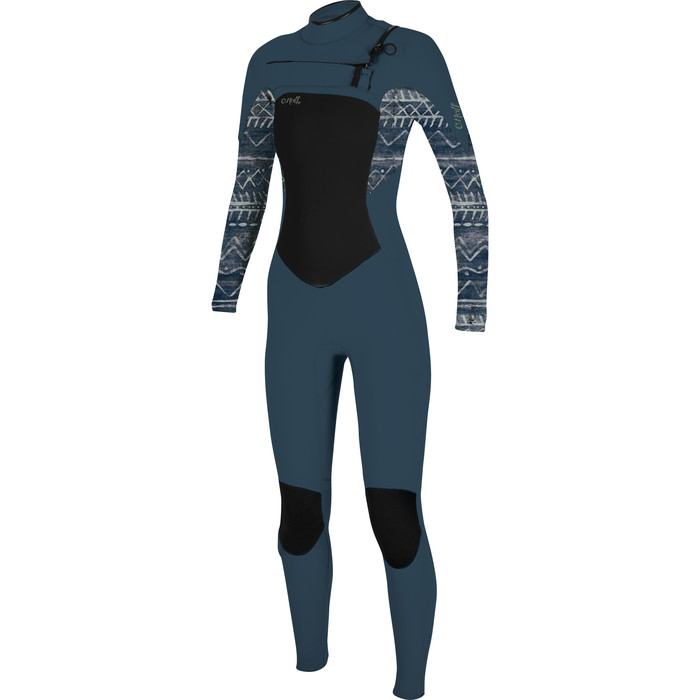 2021 O'Neill Womens Epic 4/3mm Chest Zip Wetsuit 5356 - Shade / Bungalowstripe