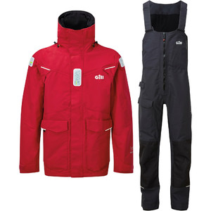 2022 Gill Mens OS2 Offshore Sailing Jacket & Trouser Combi Set - Red / Graphite