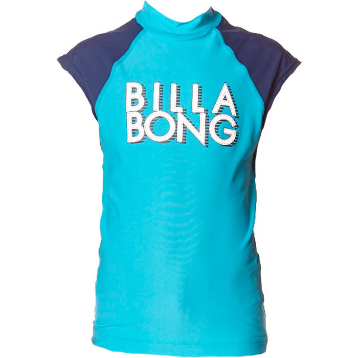 Billabong Junior Wash Away Short Sleeve Rash Vest in FIJI BLUE P4KY09