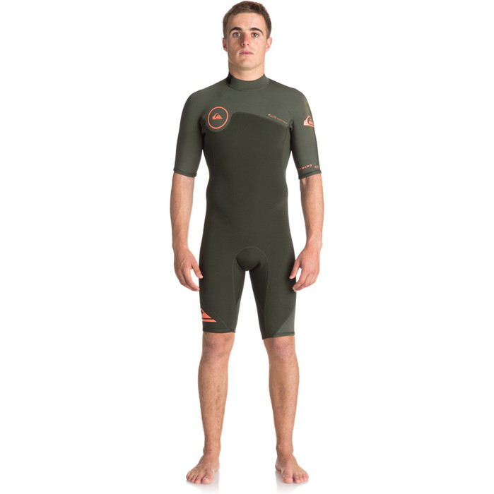 Quiksilver Syncro series 2mm Back Zip Shorty Wetsuit DARK IVY EQYW503006