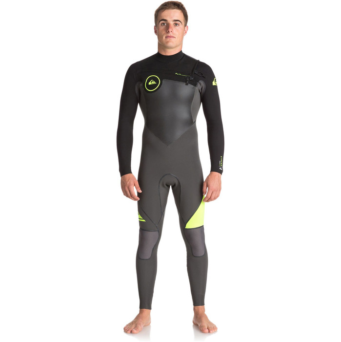 Quiksilver Syncro+ 4/3mm Chest Zip Wetsuit JET BLACK / SAFETY YELLOW EQYW103044