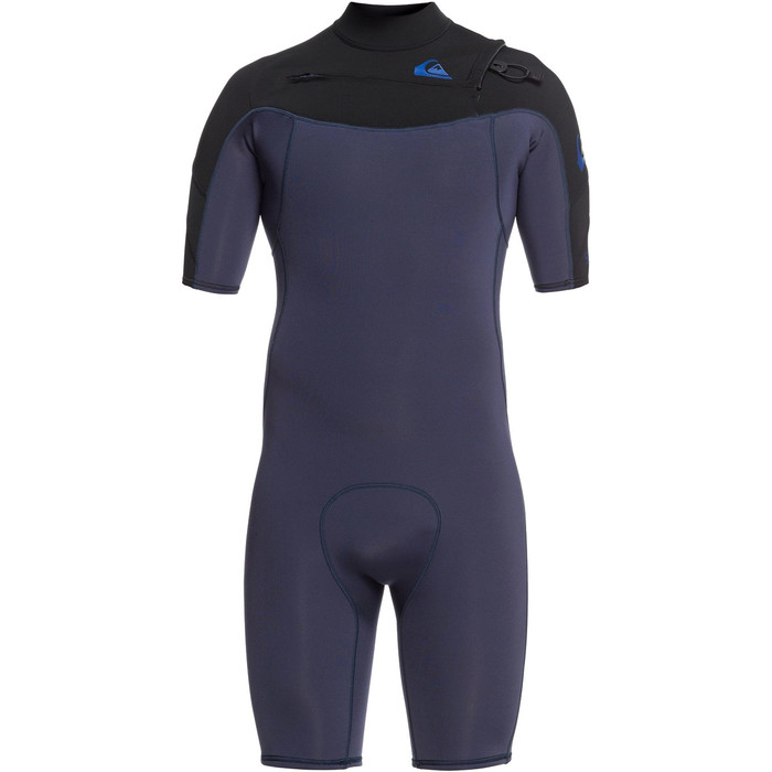 2021 Quiksilver Mens Syncro 2mm Chest Zip Shorty Wetsuit EQYW503023 - Black Navy / India Ink