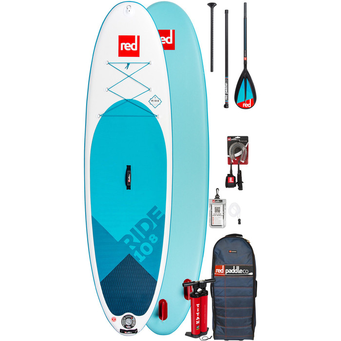 2020 Red Paddle Co Ride 10'8 Inflatable Stand Up Paddle Board - Carbon / Nylon Paddle Package