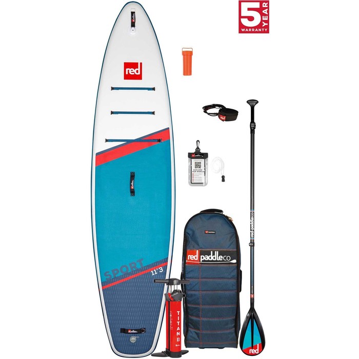 2021 Red Paddle Co Sport 11'3 Touring Stand Up Paddle Board, Bag, Pump, Paddle & Leash - Carbon / Nylon Package