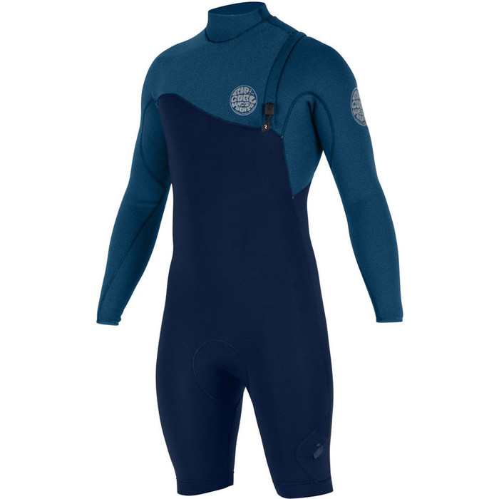 Rip Curl E-Bomb Pro 2mm L / S Zip Free GBS Shorty Wetsuit Navy WSP7HE