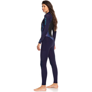2019 Roxy Womens Syncro 4/3mm Back Zip Wetsuit Blue Ribbon / Coral Flame ERJW103027