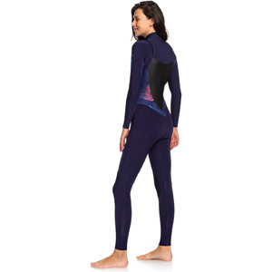 2020 Roxy Womens Syncro 3/2mm Chest Zip Wetsuit Blue Ribbon / Coral Flame  ERJW103025