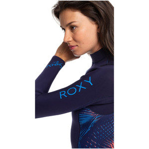 2020 Roxy Womens Syncro 4/3mm Chest Zip Wetsuit Blue Ribbon / Coral Flame ERJW103022