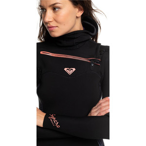 2019 Roxy Womens Syncro 5/4/3mm Hooded Chest Zip Wetsuit Black / Gunmetal ERJW203004