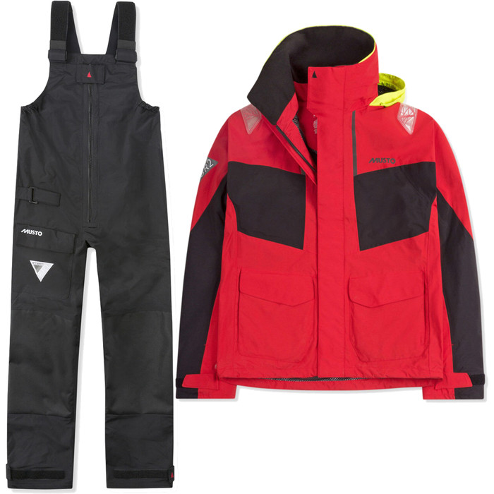 2021 Musto Womens BR2 Coastal Jacket & BR1 Trouser Combi Set - Red / Black