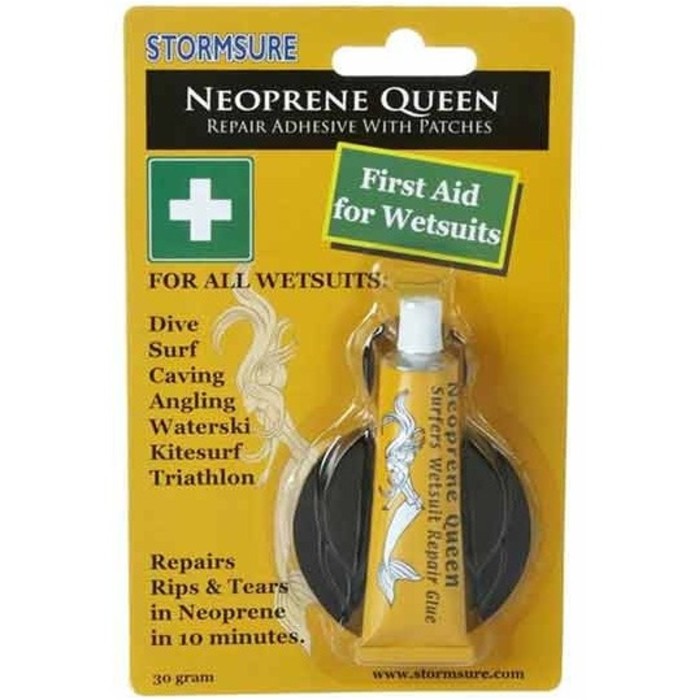 Neoprene Queen Glue quick fix 1st aid for wetsuits - GLUE + Neoprene Patches