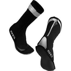 2022 Zone3 Neoprene Swimming Socks NA18UNSS1 - Black / Reflective Silver