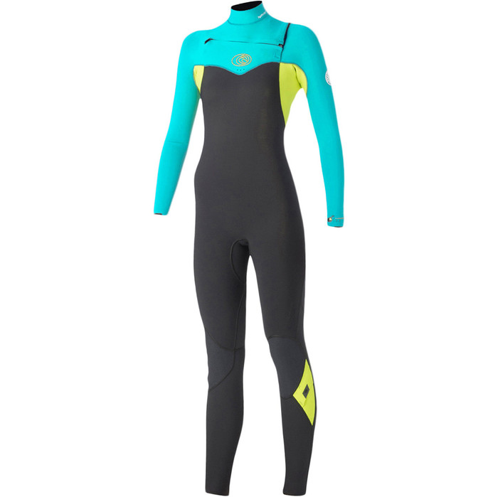 Rip Curl Womens Flashbomb 4/3mm Chest Zip Wetsuit GREY (turquoise) WSM5FG