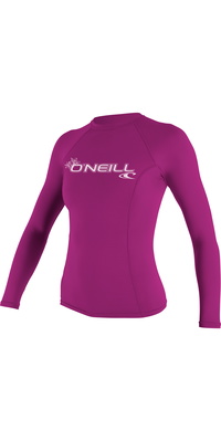 2026 ONeill Womens Basic Skins Long Sleeve Crew Rash Vest 3549 - Fox Pink