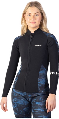 2025 Gul Womens Luna7 Front Zip SUP Wetsuit Jacket LA6301-C1 - Nu Wave Camo / Black
