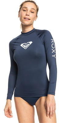 2026 Roxy Womens Whole Hearted Long Sleeve Rash Vest ERJWR03547 - Mood Indigo