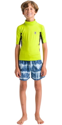 2026 C-Skins Junior NuWave X Short Sleeve Rash Vest C-NLYSSJ - Lime / Anthracite / Multi