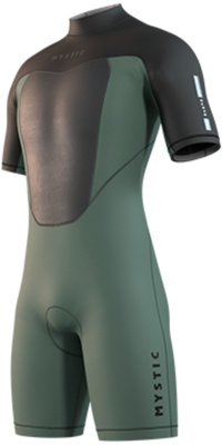 2026 Mystic Mens Brand 3/2mm Back Zip Shorty Wetsuit 35000.250035 - Dark Olive
