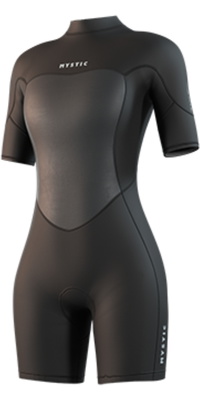 2026 Mystic Womens Brand 3/2mm Back Zip Flatlock Shorty Wetsuit 35000.250064 - Black