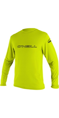 2026 ONeill Mens Basic Skins Long Sleeve Rash Tee 4339 - Lime