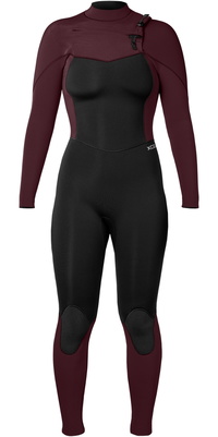 2025 Xcel Womens Comp 5/4mm Chest Zip Wetsuit WN54ZXC4W - Black / Wine