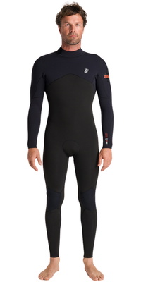 2026 C-Skins Mens NuWave Session 3/2mm Back Zip Wetsuit C-NSE32MBZ - Black / Black X / Warm Red