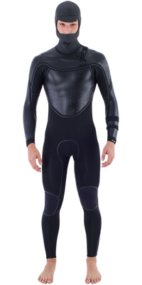 2025 Hurley Mens Max 5/3+mm Hooded Chest Zip Wetsuit MFS0011503 - Black