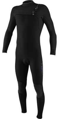 2025 ONeill Junior Hyperfreak 5/4+mm Chest Zip Wetsuit 5381 - Black / Temp Steel / Temp Steel