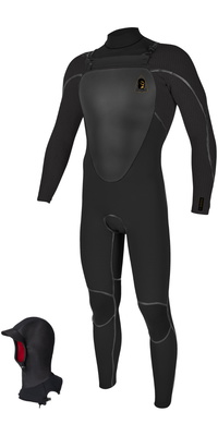 2025 ONeill Mens Mutant Legend 5/4mm Chest Zip Hooded Wetsuit 5369 - Black / Tempered Steel