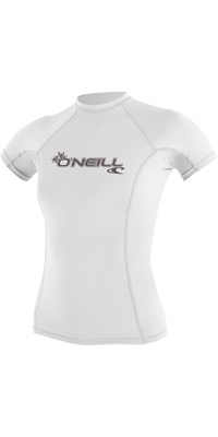 2026 ONeill Womens Basic Skins Short Sleeve Crew Rash Vest 3548 - White