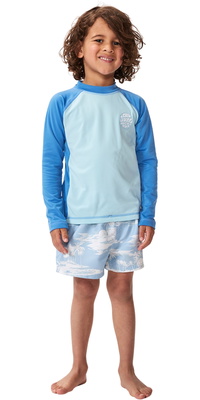 2026 Rip Curl Kids Icons UV Brushed Long Sleeve Rash Vest TNHTRV - Blue Gum