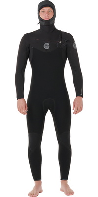 2026 Rip Curl Mens Flashbomb 5/4mm Hooded Chest Zip Wetsuit 179MFS - Black